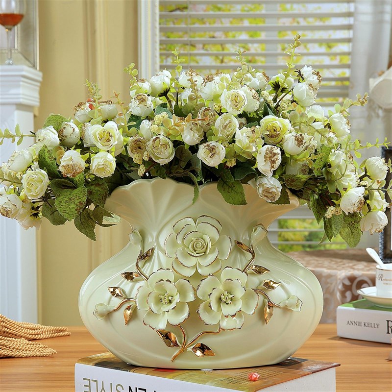 欧式奢华陶瓷花瓶摆件客厅餐桌高档时尚大号花瓶创意水培插花装饰