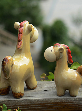 简约家居摆件工艺品 婚庆礼品 桌面办公室咖啡厅 庭院田园陶瓷马