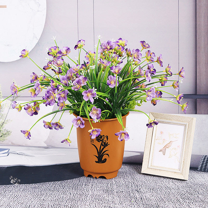 假花摆设君子兰绢花室内干花仿真花餐桌花中式兰花客厅装饰花摆件
