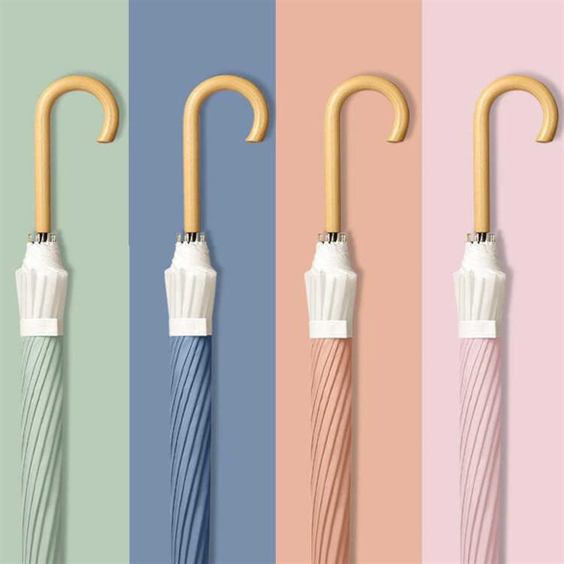 日系大号长柄雨伞双人加厚防风女晴雨两用简约小清新弯柄自动森系