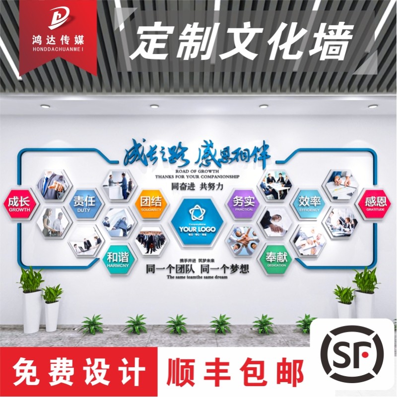 企业文化墙定制公司员工团队风采照片墙装饰励志墙贴3d立体亚克力