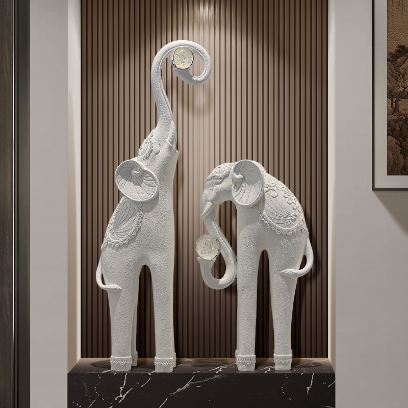 入户玄关客厅落地大象摆件创意艺术高G档电视柜壁龛大型工艺品装
