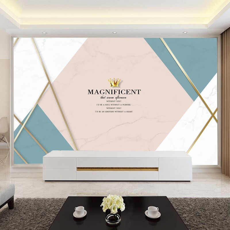 现代简约电视背景墙墙o布8d立体客厅影视墙壁纸网红彷大理石纹墙