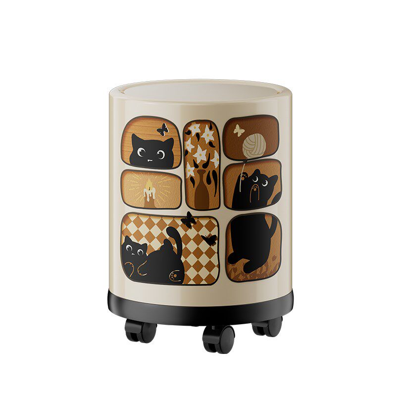 中古风垃圾桶家用2025新款轻奢高档卧室酒店带盖轮高颜值卫生纸篓