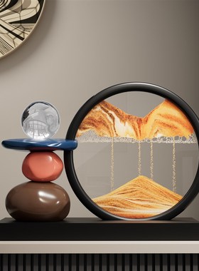 时来运转流沙画摆件客厅电视柜酒柜玄关轻奢高档高级装饰品办公室