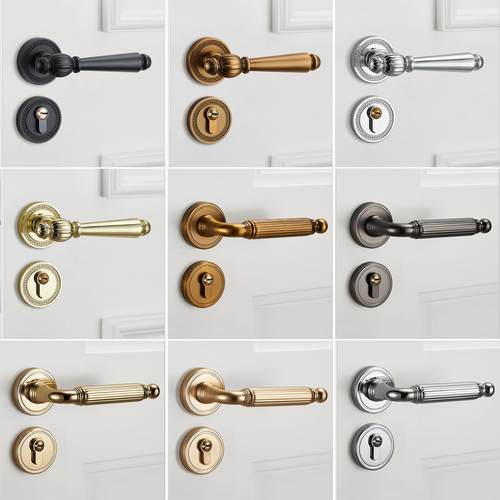 卧室门锁家用通用型室内门把手静音房门手柄木门五金锁具磁吸