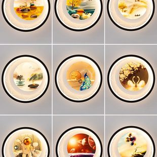 壁灯卧室2023年新款 饰灯创意轻奢壁画床头灯具 中式 风客厅背景墙装