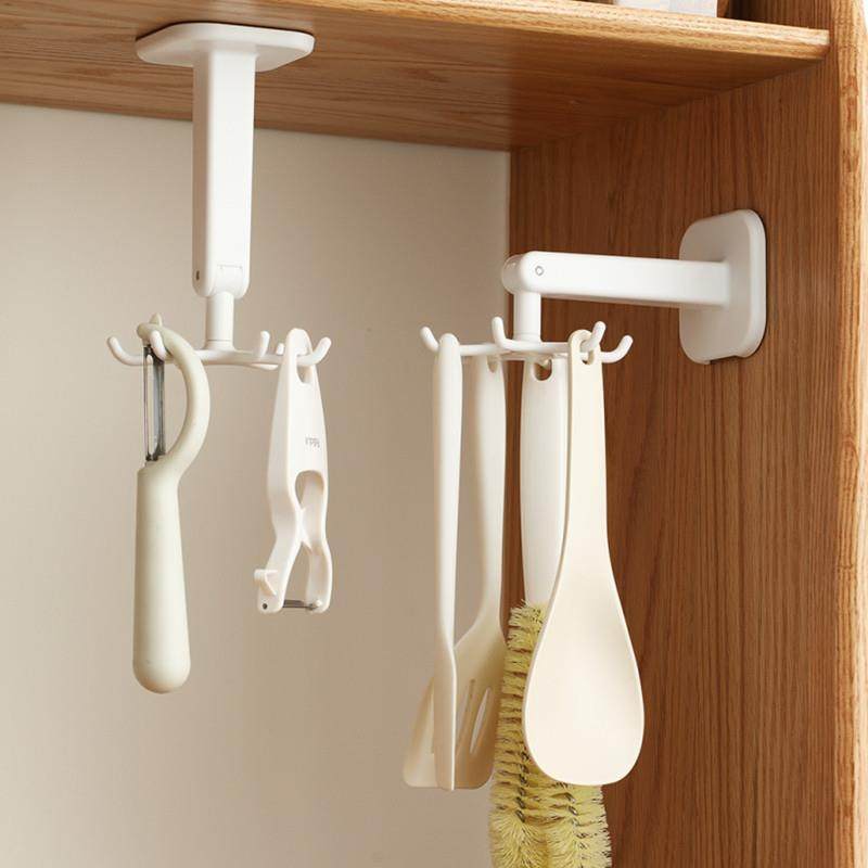 可旋转挂钩壁挂式厨具收纳架厨房锅铲勺子铲子挂架免打孔置物架子