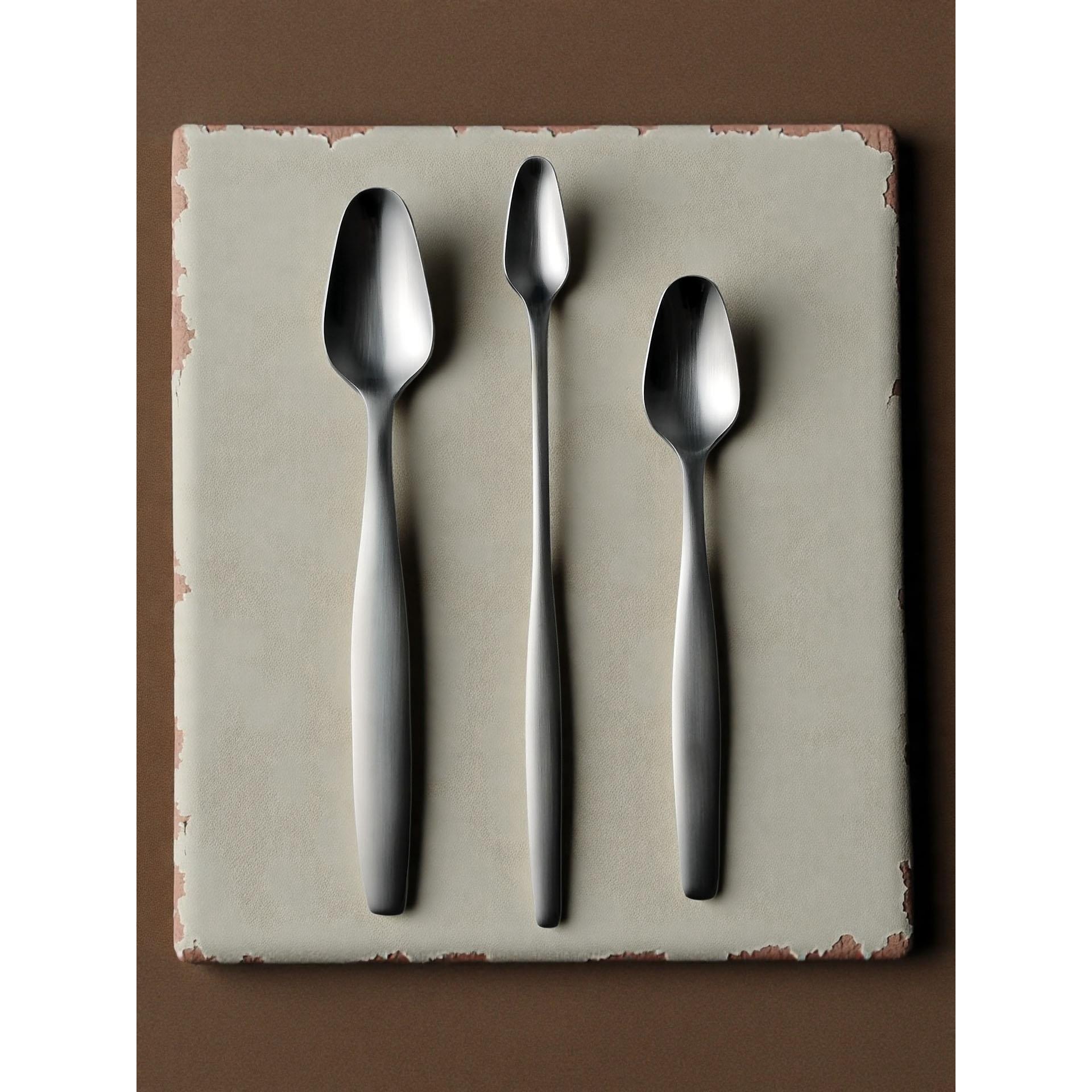 PURFI PERLI 郁金香系列 18-10不锈钢甜品小勺 长柄搅拌勺 咖啡勺