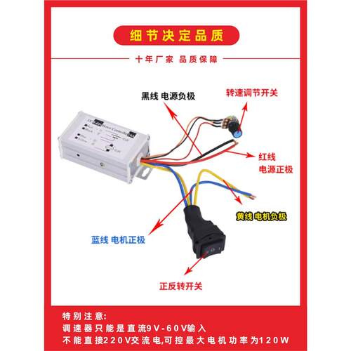 20A240Wpwm无级变速直流电机调速器12V24V脉宽电机正反向驱动开关