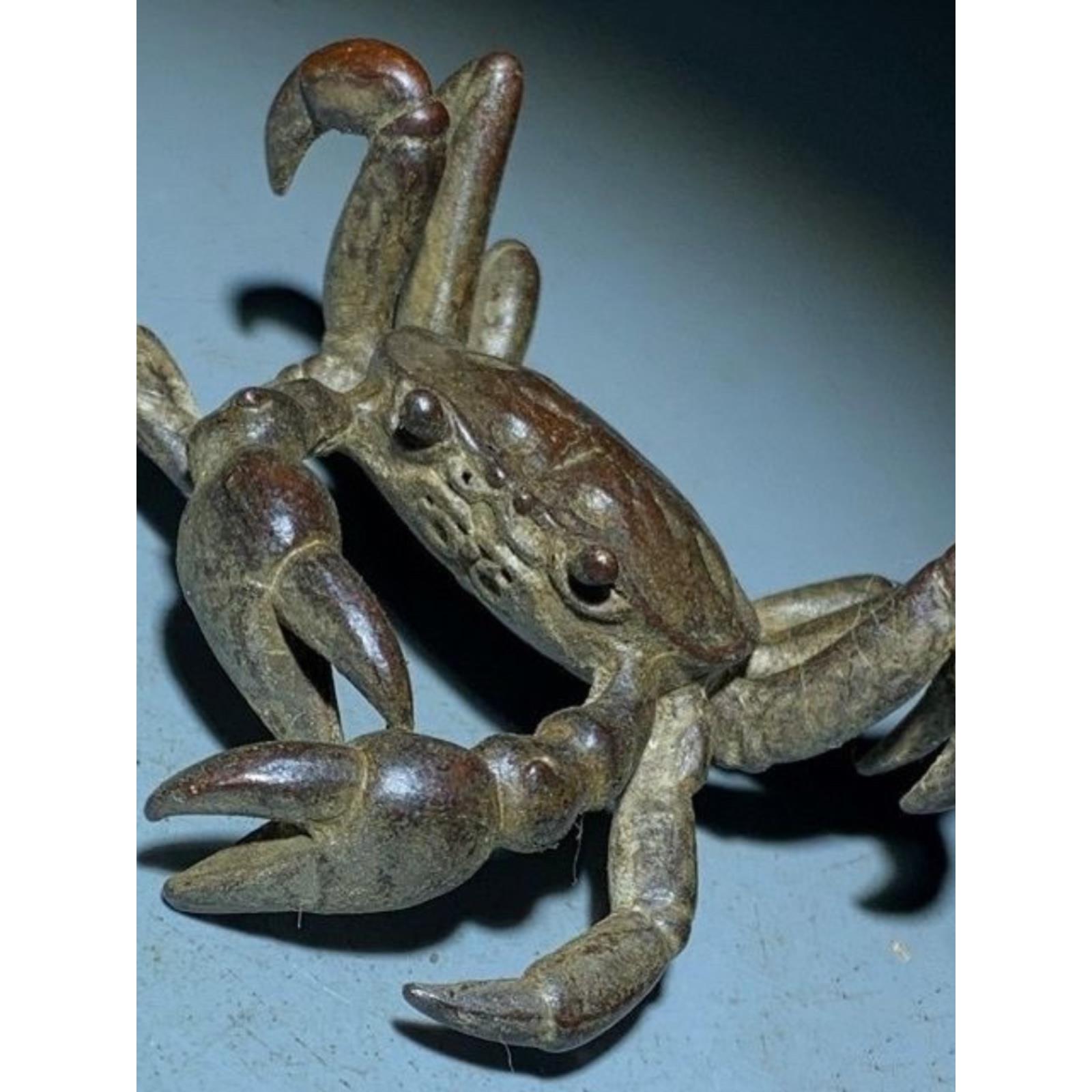 古董铜器蟹摆件八方来彩文湾茶几茶几茶几茶几摆件茶宠大法横彩摆