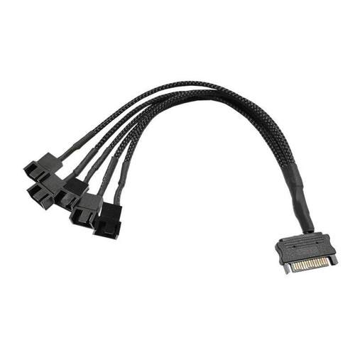 电脑散热风扇SATA转4Pin 4针一分五转接线HUB集线器一拖五扩展线