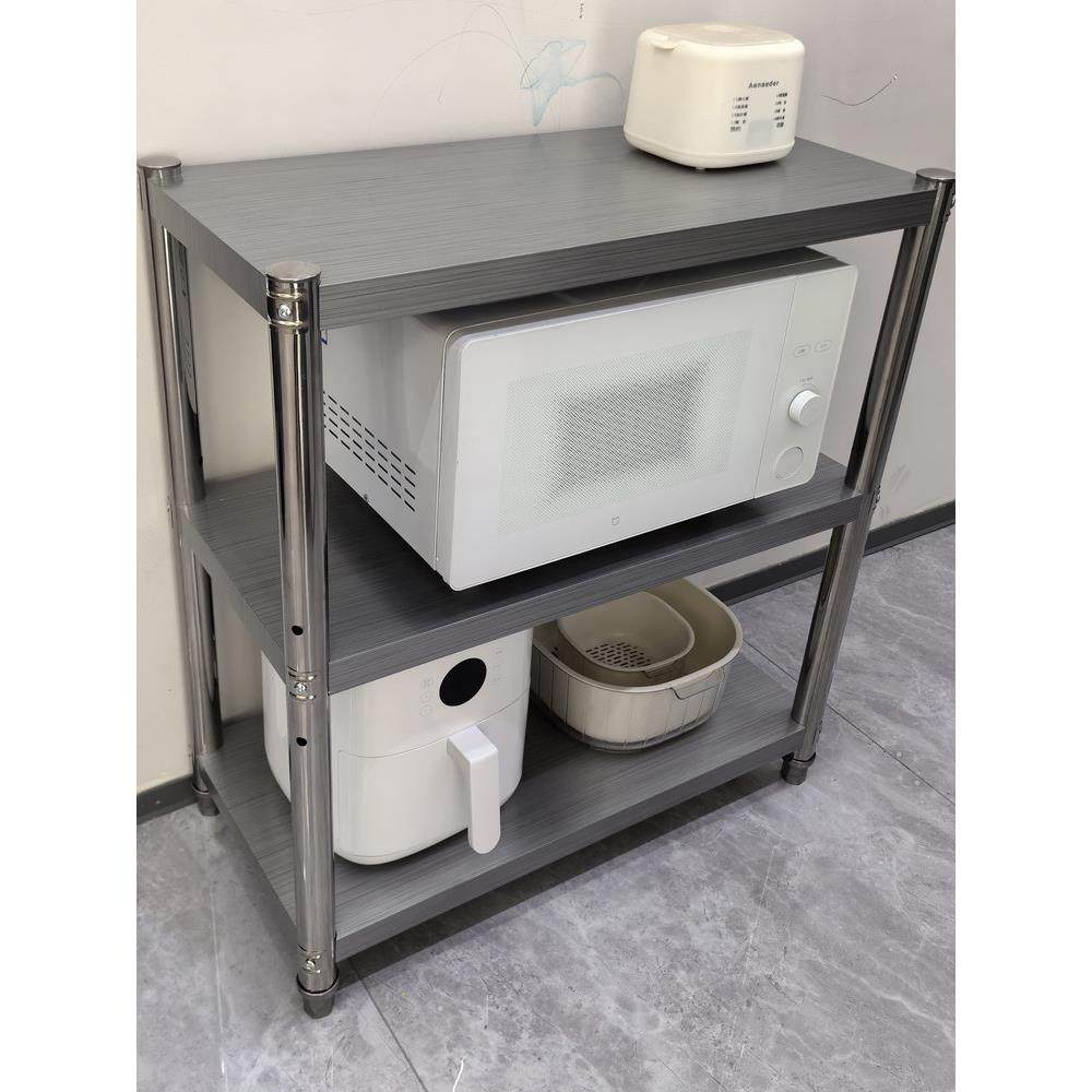 碳钢厨房置物架3层微波炉收纳整理储物货架烤箱饭店灶台架子落地