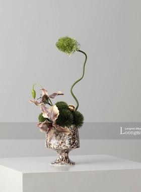 Wabi-Sabi风格陶瓷小花瓶插花售楼处客厅咖啡桌浴室花创意洽谈桌