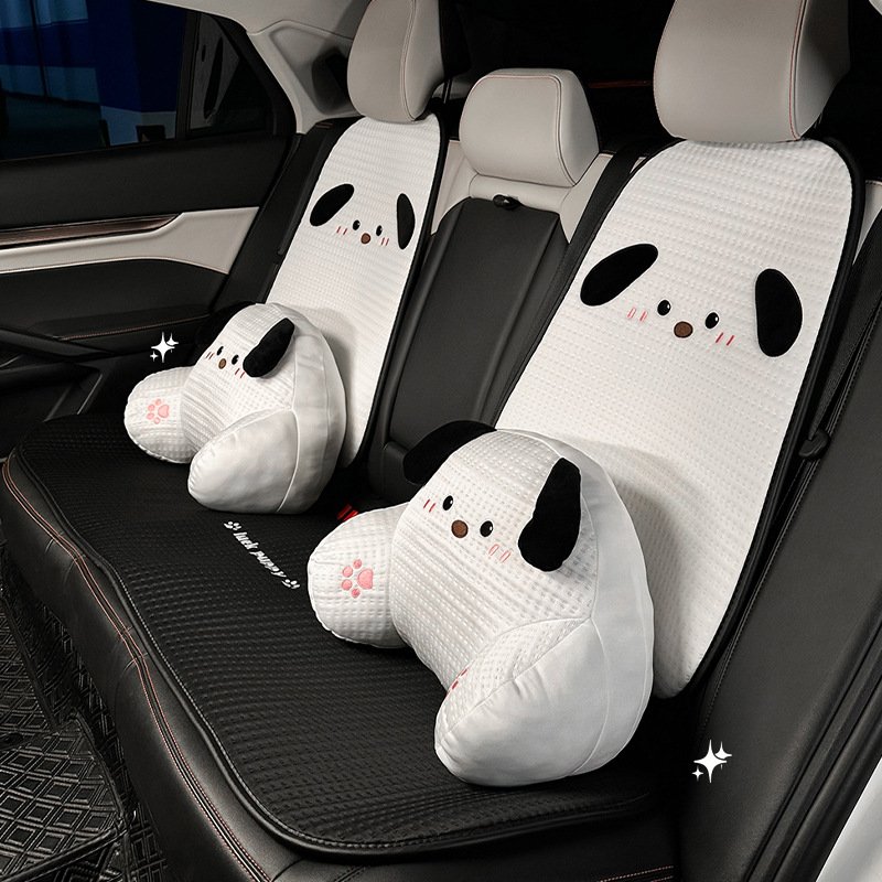 新品卡通汽车坐垫可爱小狗夏季冰丝凉垫四季通用车内通风透气座垫