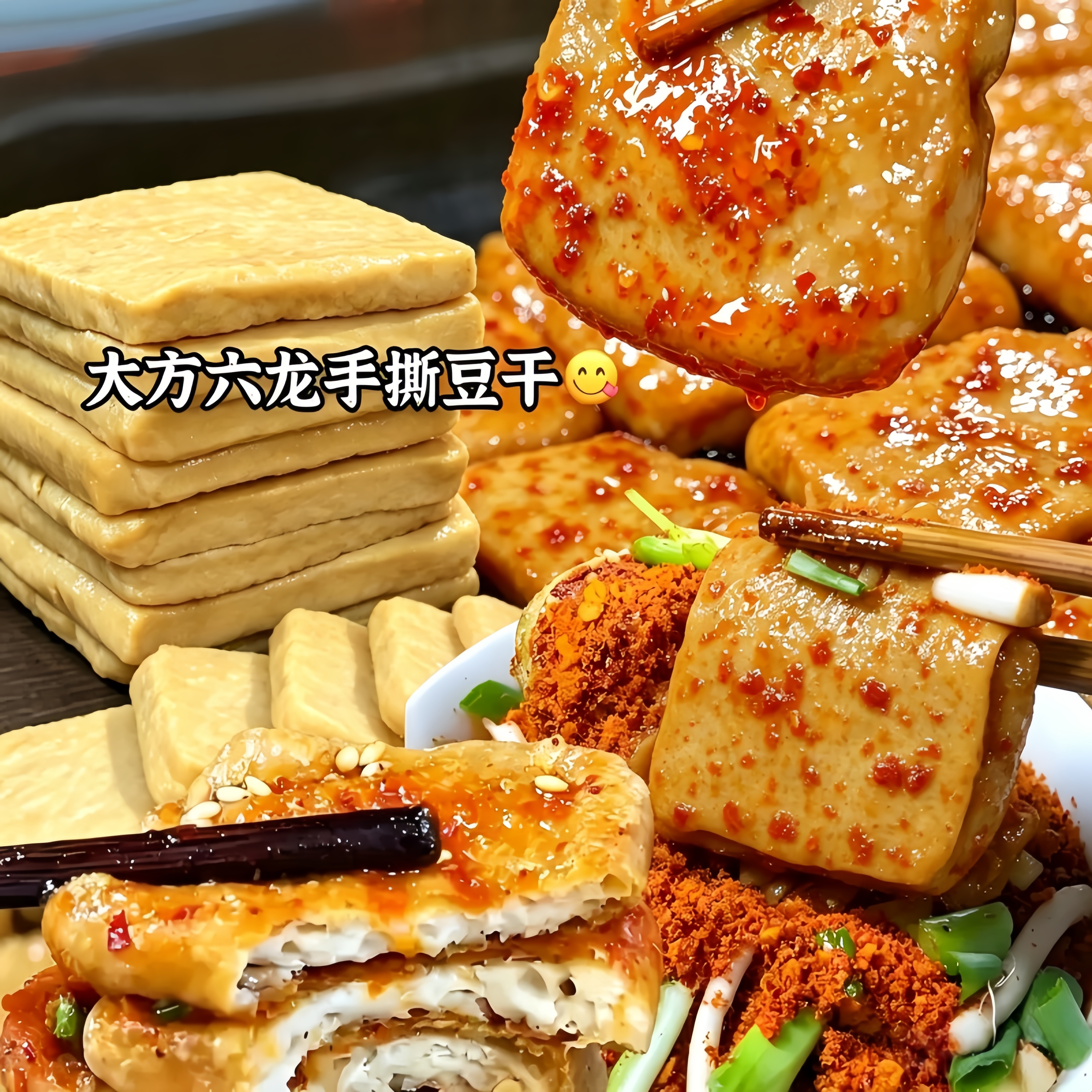 贵州大方豆干六龙手撕手豆腐正宗毕节特产臭豆腐烧烤小吃烙锅油炸