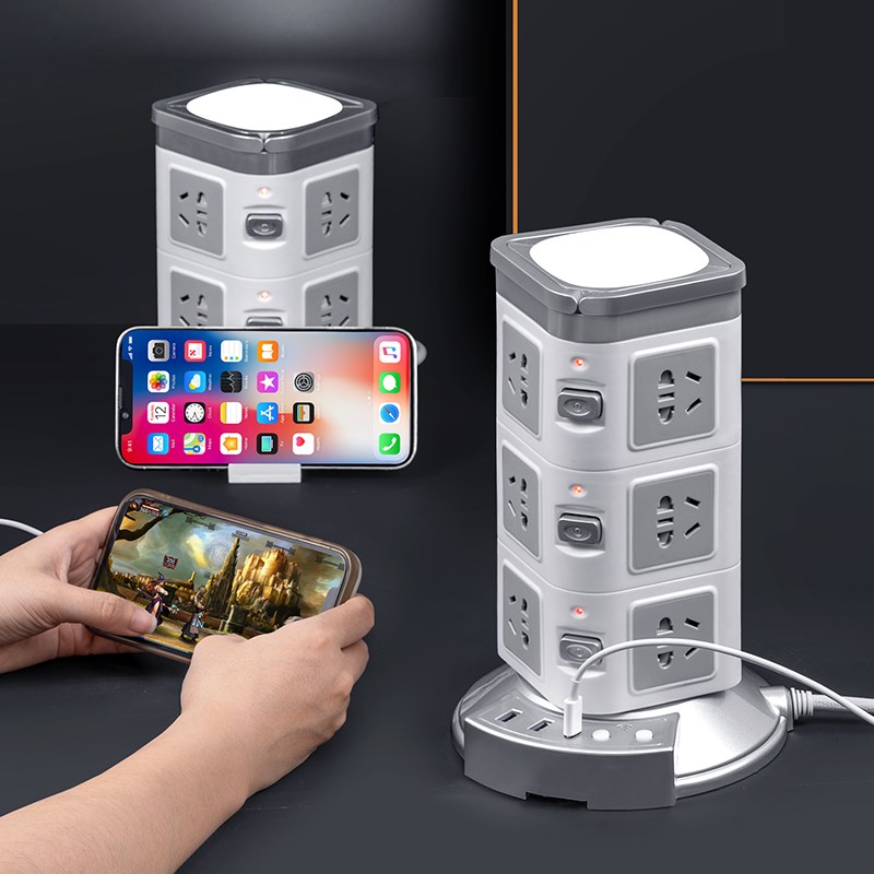 全铜多功能立体式插座带插排家用办C公塔型插线板宿舍拖线板带USB