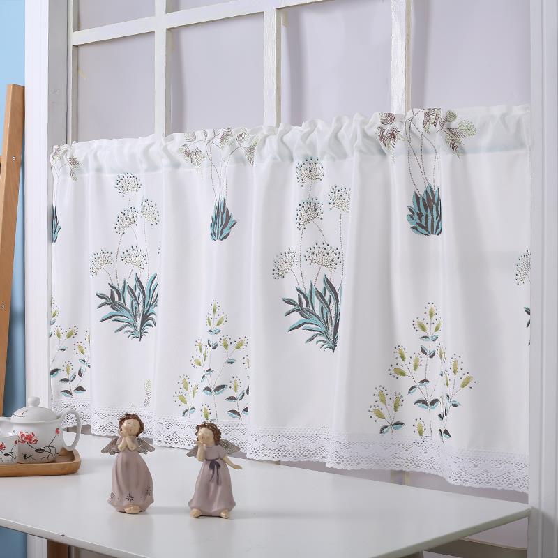 防水短帘布艺半帘窗帘子定制厨房卫生间橱柜帘飘窗帘免打孔遮挡帘