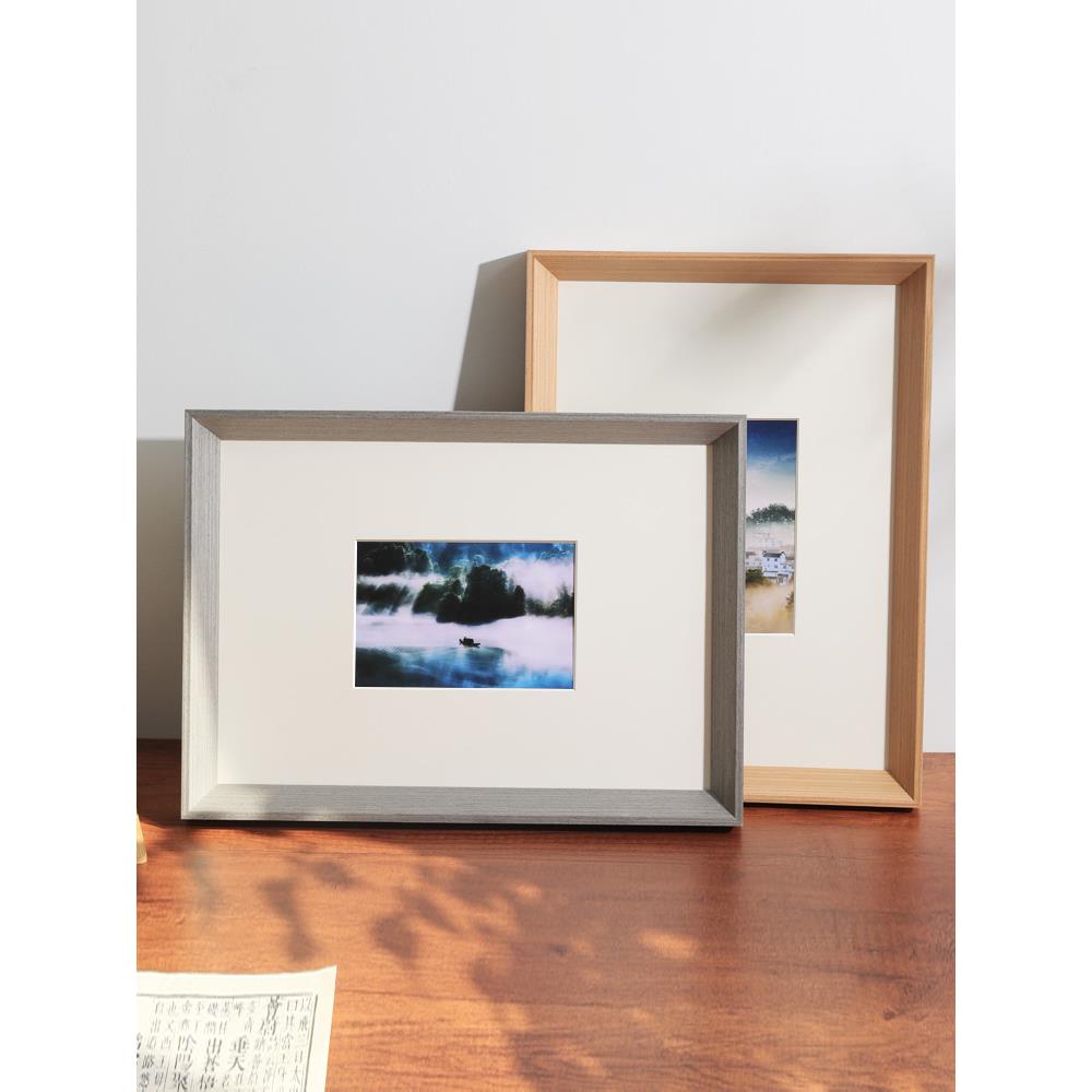 实木画框挂墙a4原木摆台16寸装裱相框a3外框大尺寸木质裱画框定制