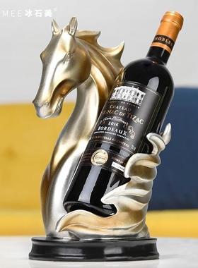 欧式创意马头红酒架摆件现代简约客厅酒柜餐厅个性装饰品家居摆设