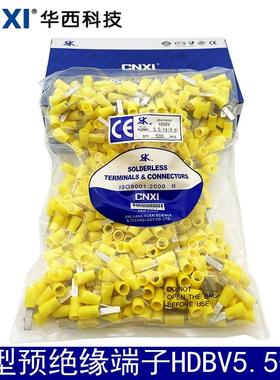 正品华西CNXI片形预绝缘端子HDBV5.5-14-10-18 扁形绝缘端头