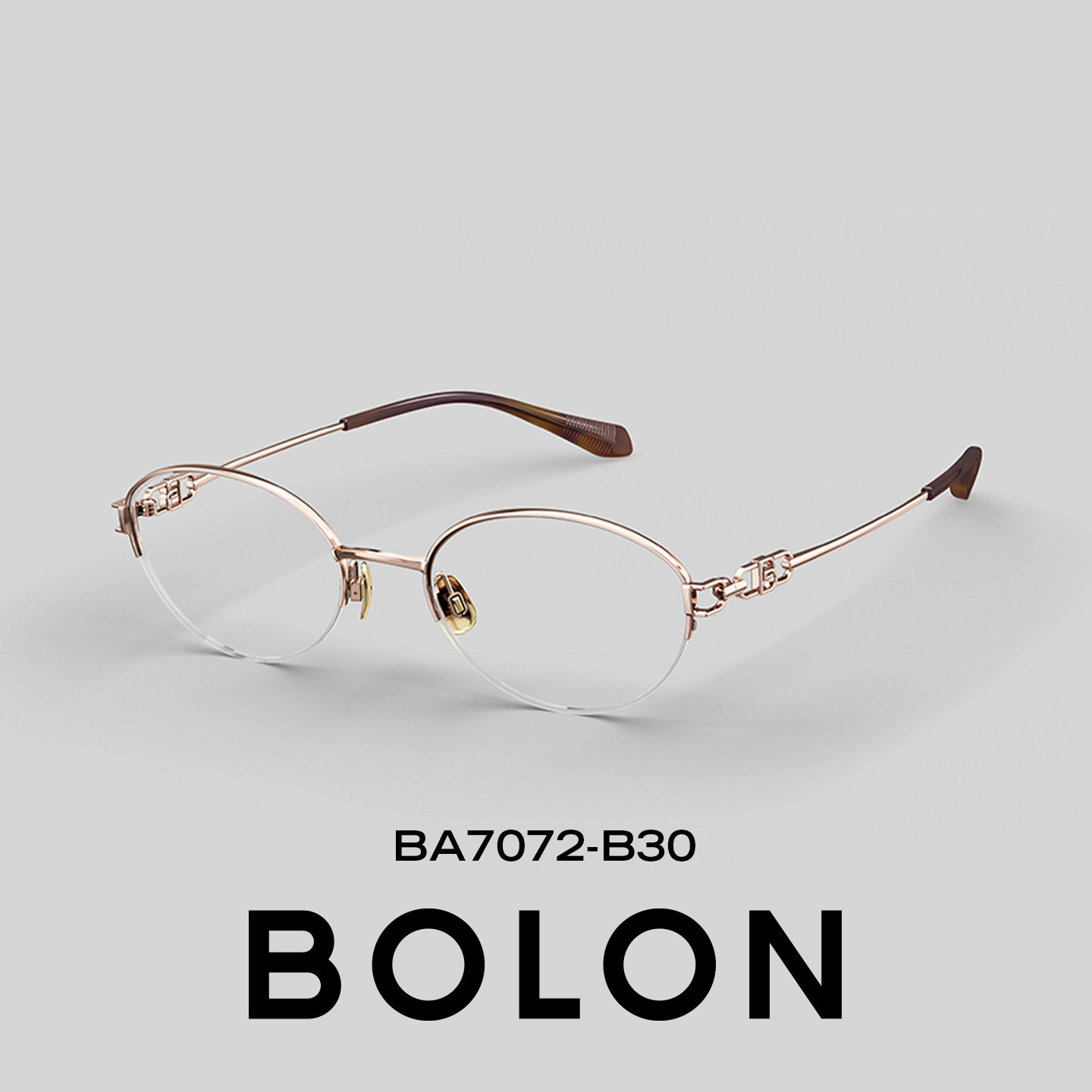 BOLON暴龙眼镜框女精致清冷钛架椭圆形半框近视镜架配度数BA7072