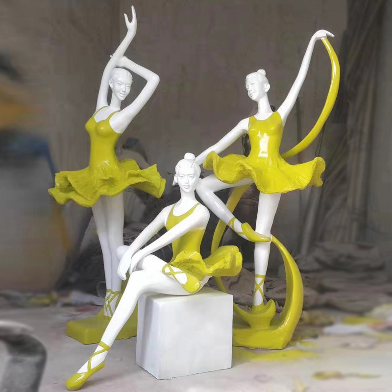 跳芭蕾舞组合人物女孩雕塑跳舞少D女雕像玻璃钢舞蹈塑像学校摆件