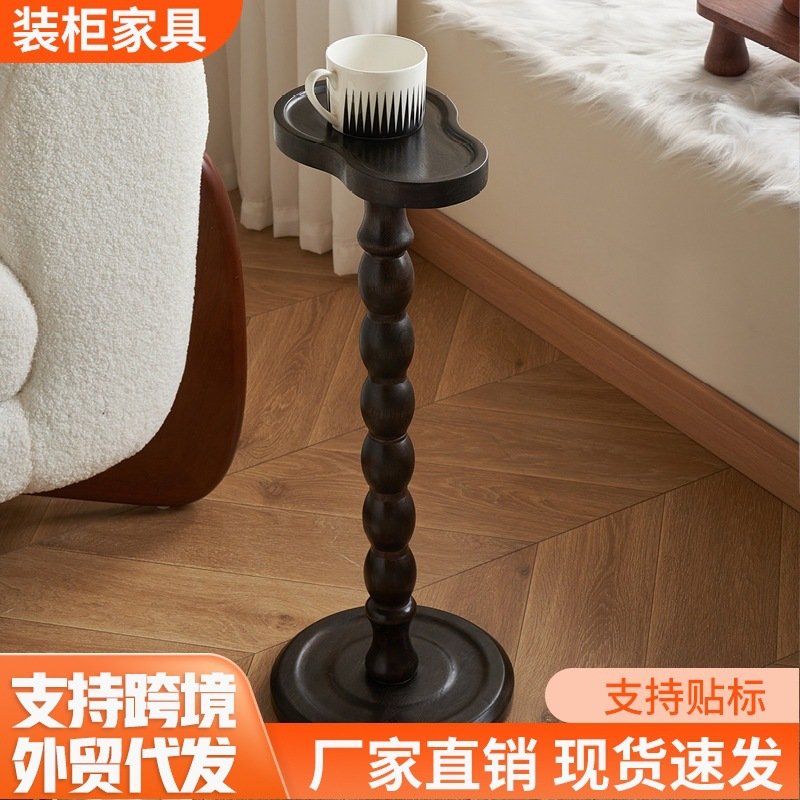 实木复古角几轻奢迷你沙发旁杯几边几床头可移动置物架烛台小桌