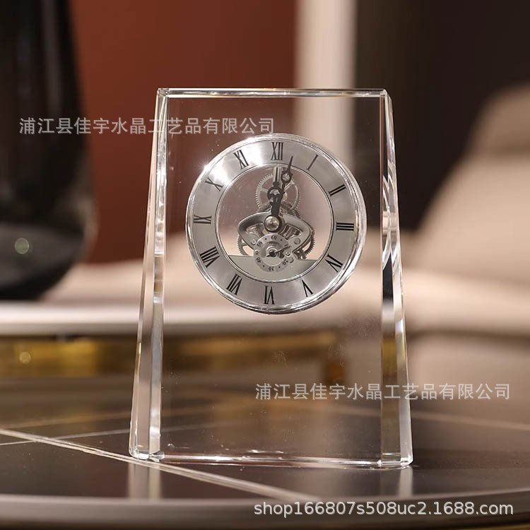 厂家 水晶摆件创意办公室复古欧式时尚水晶钟表居家工艺装饰品
