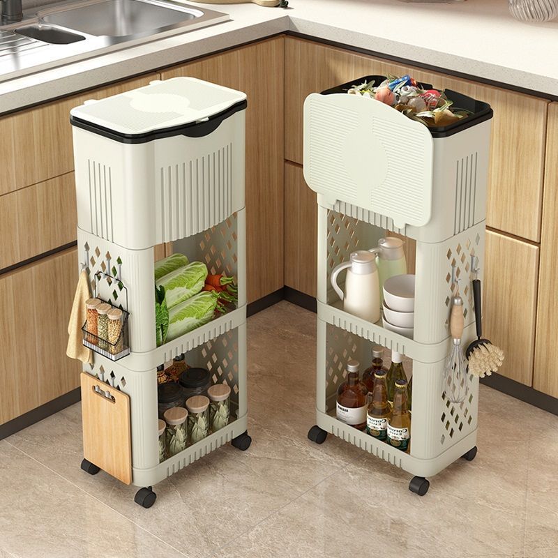 厨房垃圾桶大容量家用移动收纳弯腰多功能多层置物架2025新款家具