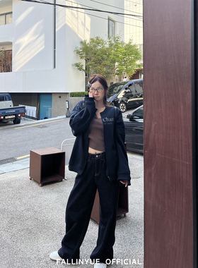 Fallinyue 质感原牛 版型超正！中高腰直筒明线牛仔裤美式休闲裤