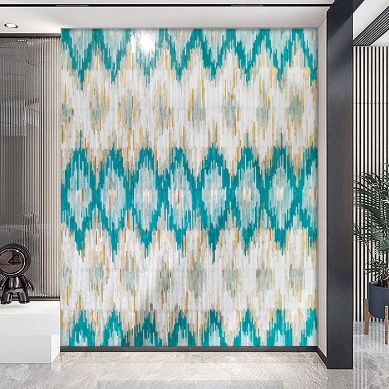 彩色贝母玻璃马赛k克背景墙简约现代玄关客厅浴室吧台酒店大堂壁