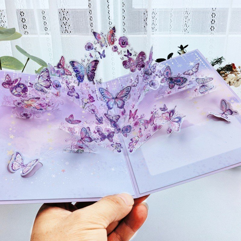 创意蝴镂空花朵立体贺卡3D教师节折叠节日瞬息之间祝福小卡片