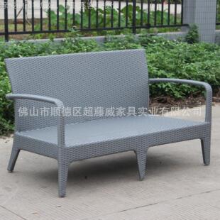 厂家户编外藤家具藤双休CF922-B人椅闲椅酒店仿藤双人沙发藤艺