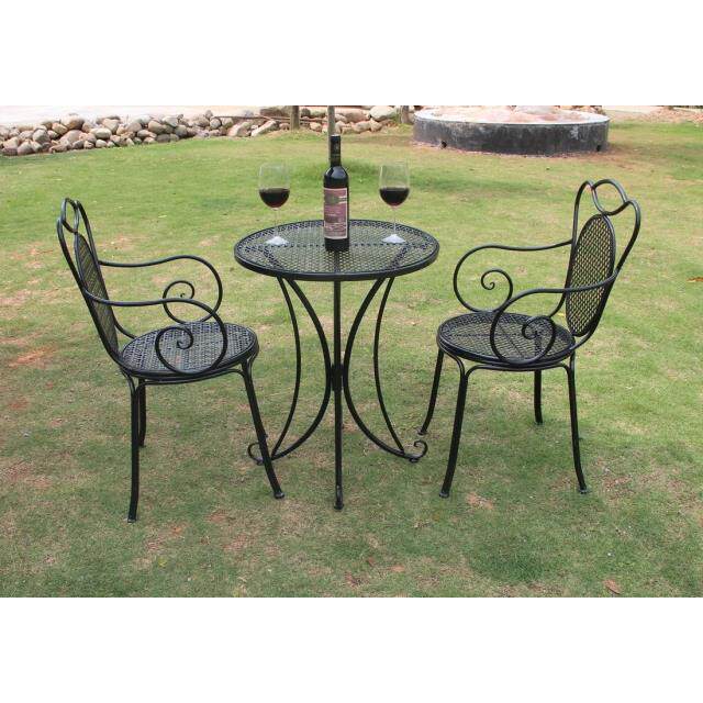 欧美式铁艺休闲 阳台户外桌椅咖啡厅庭院茶几小圆桌组合三件套