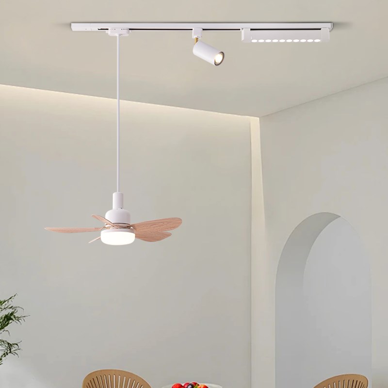 法式复古餐厅吊灯轨道灯可移x动带电风扇吧台吊线灯中古风餐桌灯