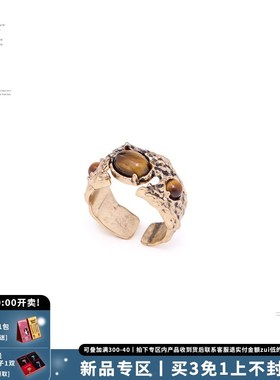 SUMIYAKI 复古雅丹风虎眼石戒指女开口戒小众指环