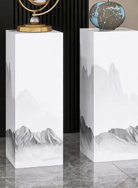 岩板花架摆件家用客厅沙发电视柜旁边落地工艺品新中式底座装饰品