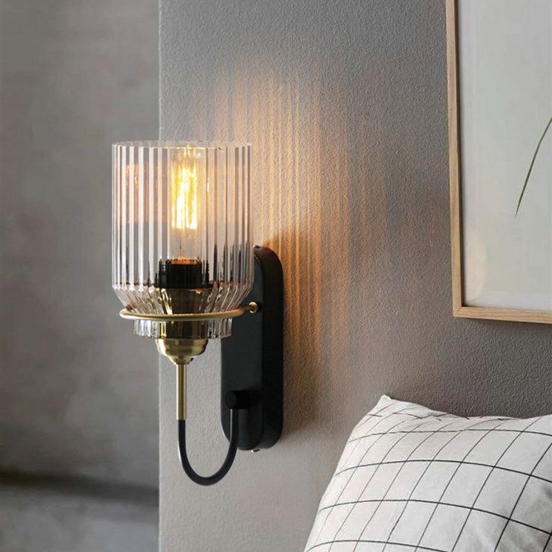 美式轻奢客厅背景墙灯简约床头过道走廊镜前灯个性水晶漏斗壁灯