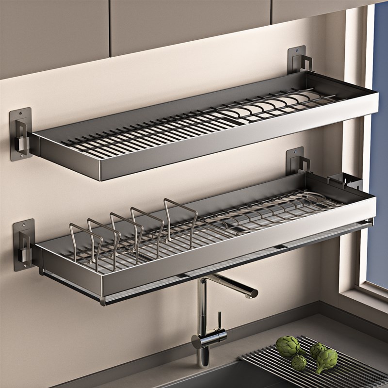 厨房壁挂式碗碟沥水架洗碗池菜盆水槽上方碗盘碗架碗筷收纳置物架