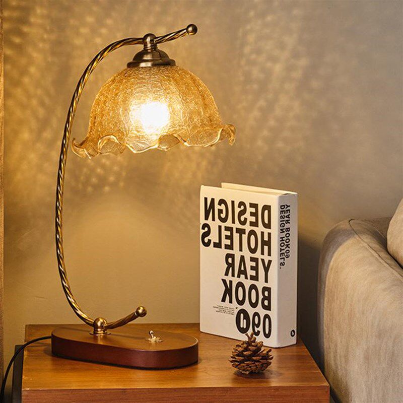 美式复古台灯实木氛围灯书房书桌护眼灯温馨婚庆长明灯卧室床头灯