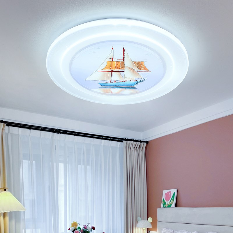 高亮卧室灯圆形吸顶灯LED墙壁开关控制主卧房间灯具安装简单