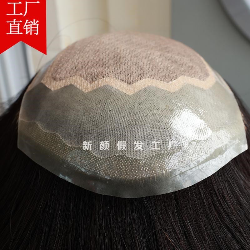 可烫染自然色漂扣双递针假发男士头顶补发片新品RC毛假发隐形无痕