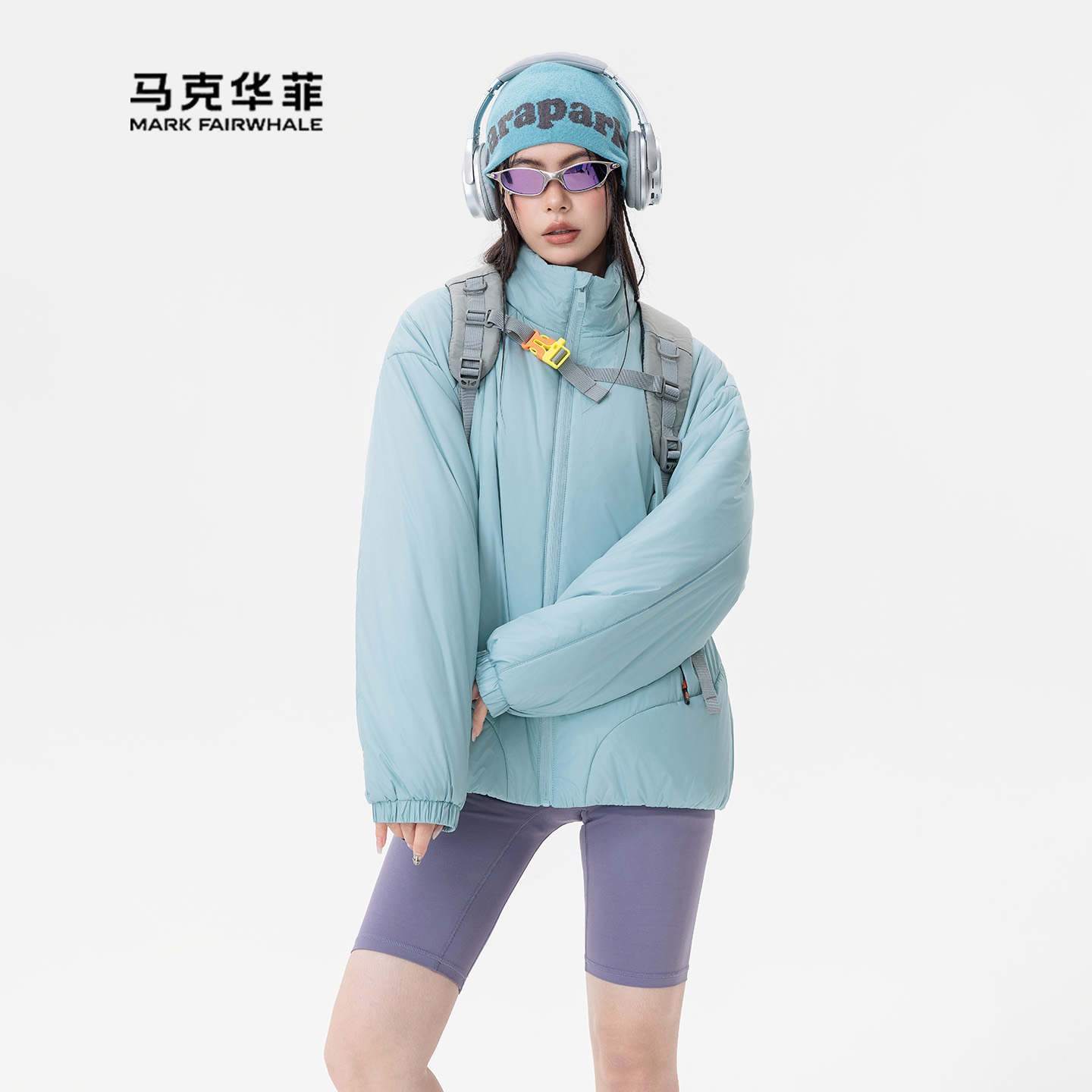 拼接立领棉衣男女款宽松保暖外套