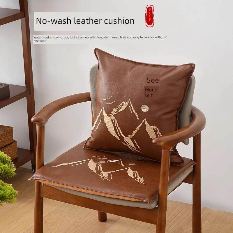 高端中式坐垫红木椅子垫四季通用防滑皮质太师椅圈椅垫不塌陷定制