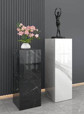 客厅玄关酒店展厅大理石雕塑摆件底座摆台岩板装饰盆景花架基座