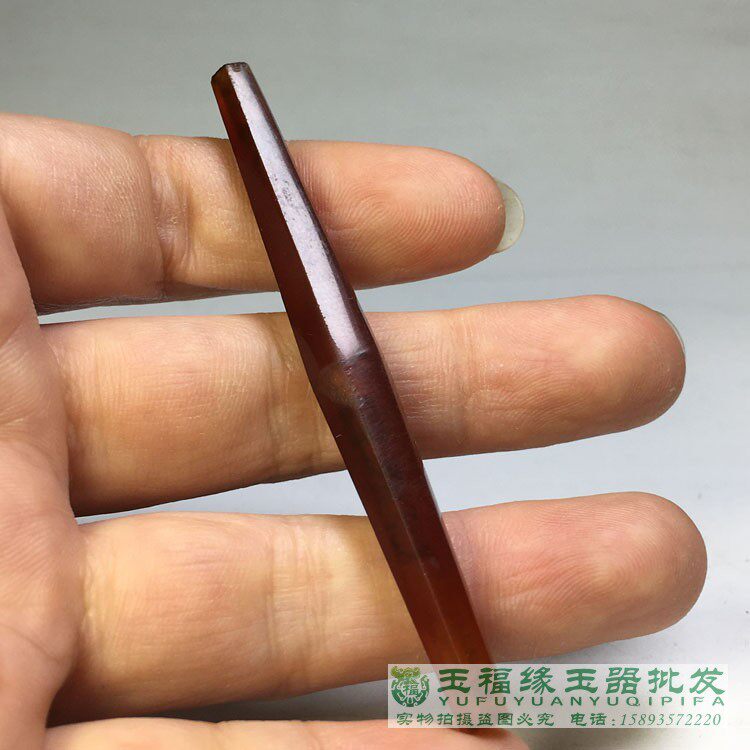 古玩杂项老珠子辽金老玛瑙大号长六棱管珠勒子项链竹节勒子老配饰
