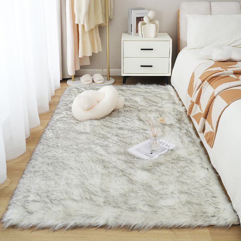 黑色地毯长毛绒仿羊毛卧室床边毯服装店产品摄影拍照地垫轻奢高级