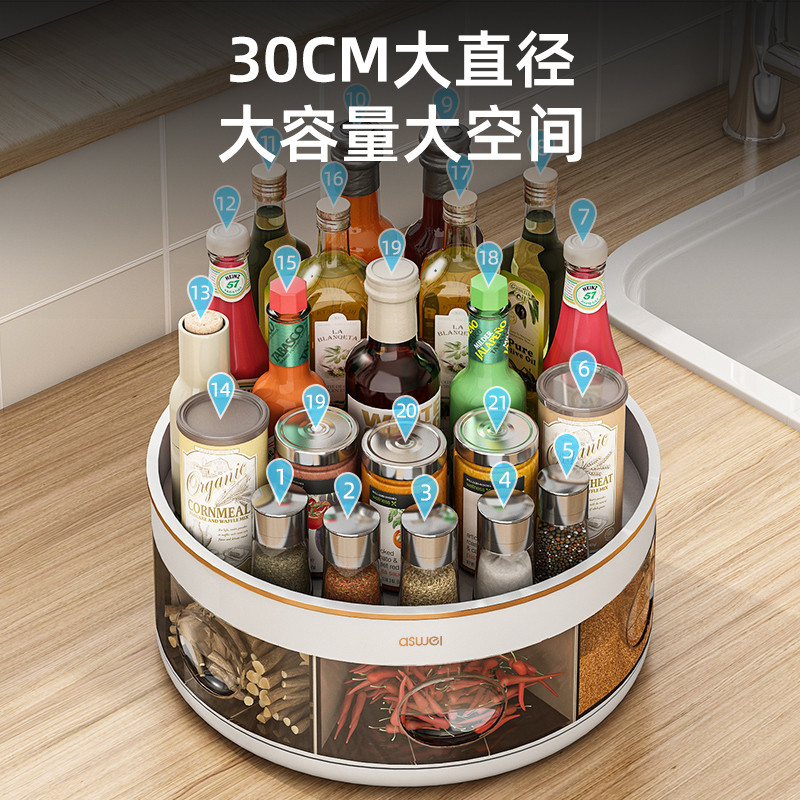 旋转调料置物架厨房台面双层调料盒多功能佐料调味品酱油醋收纳架