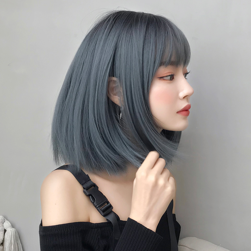 假发女短发漫画刘海锁骨发新式发套LISA同款假发全头套齐肩假发套